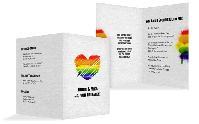 Hochzeitseinladung Regenbogenliebe
