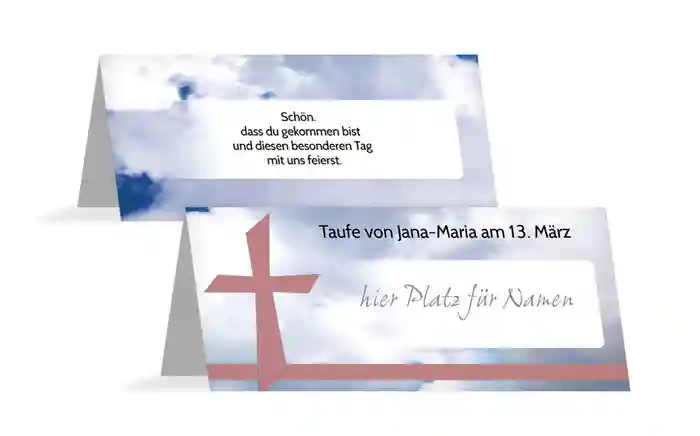 Tischkarte Taufe Himmelskreuz Tischkarte Taufe Himmelskreuz