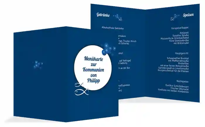 Menükarte Kommunion Star