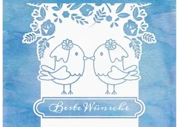 Ballonkarte zur Hochzeit Vogelpaar Brautkleid