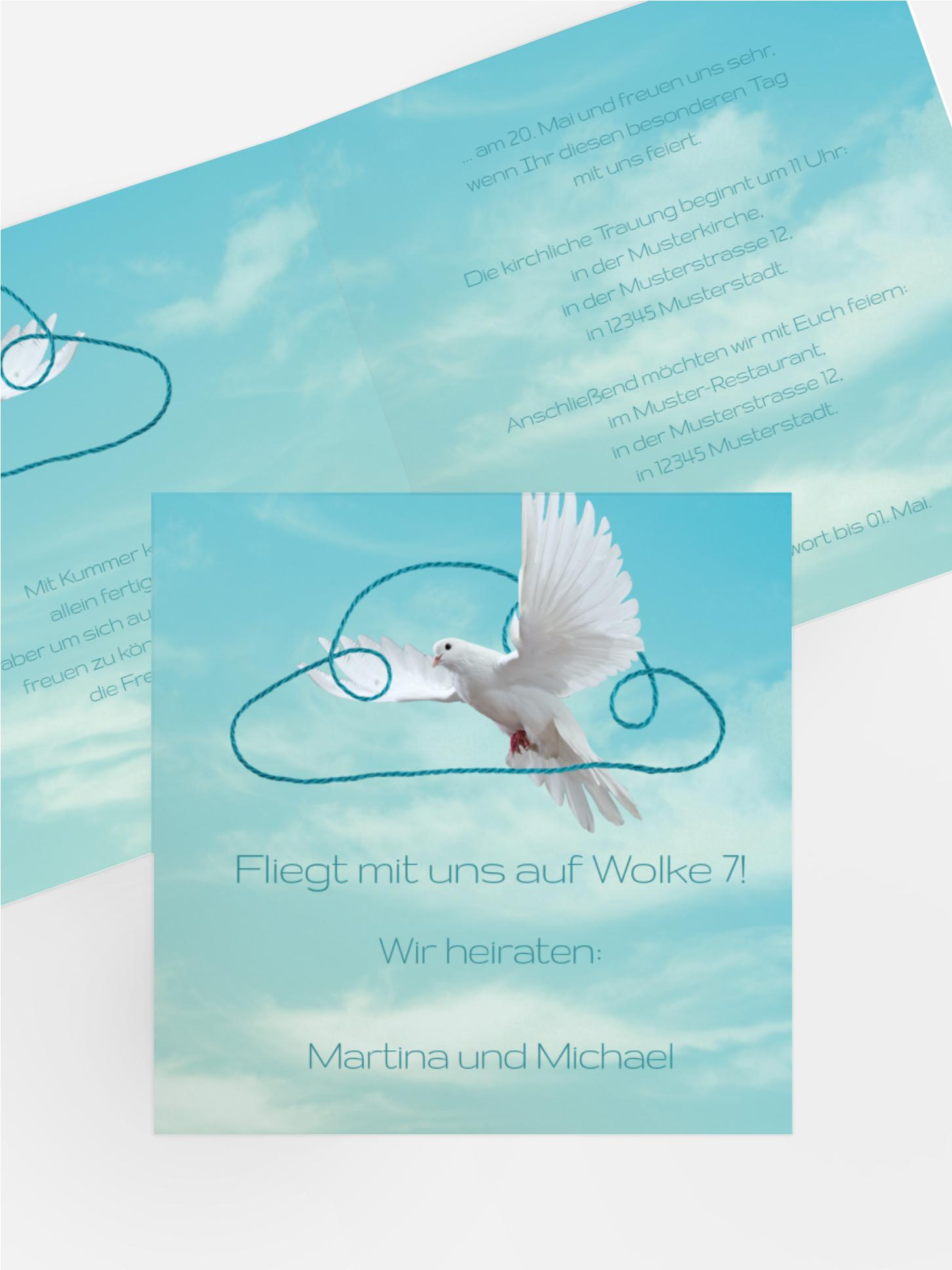 Einladungskarte Hochzeit Auf Wolke sieben