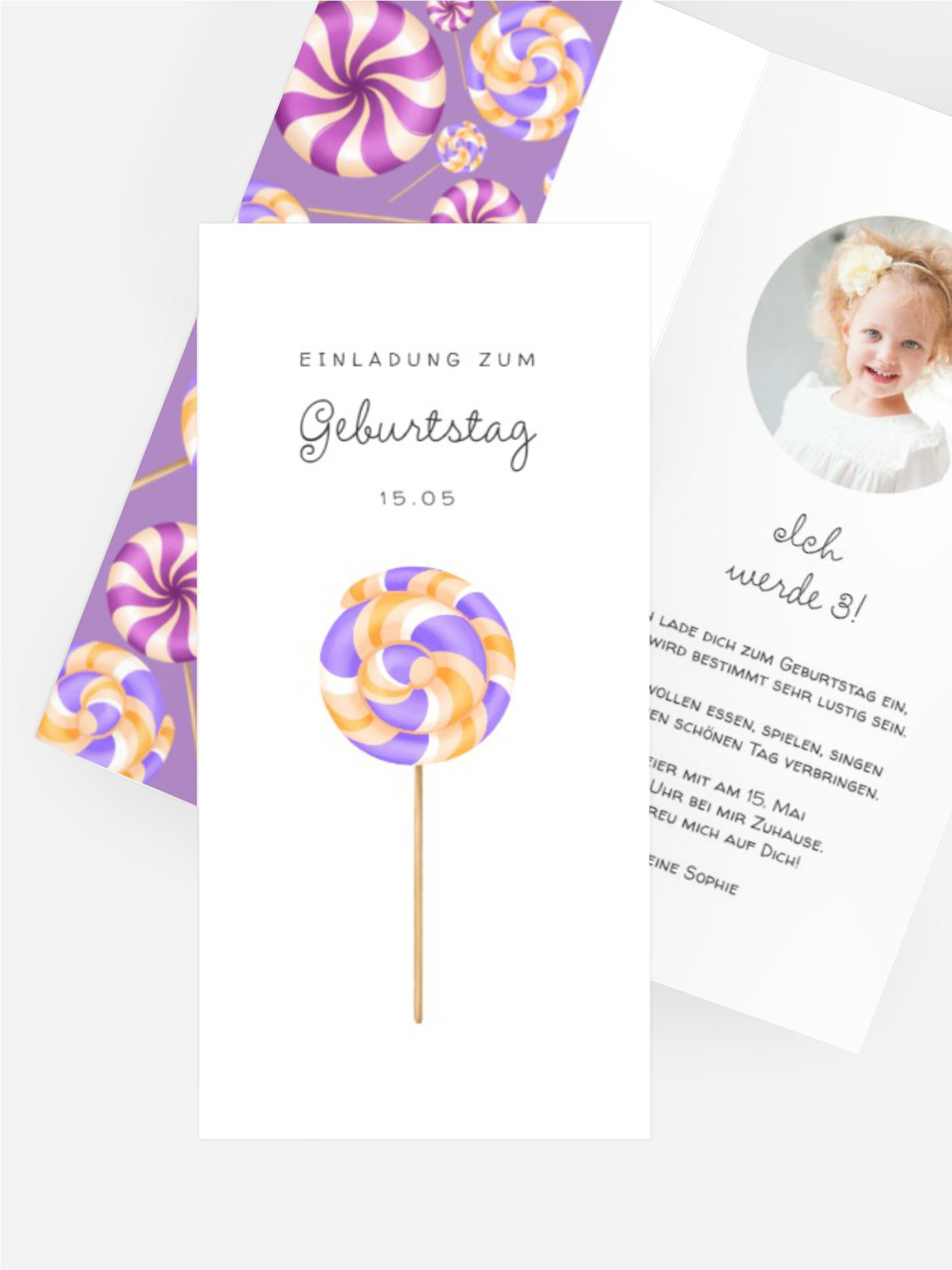 Kindergeburtstagseinladung Lutscher