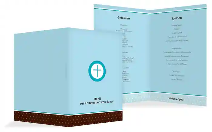 Kommunion Menükarte Kreuzhostie