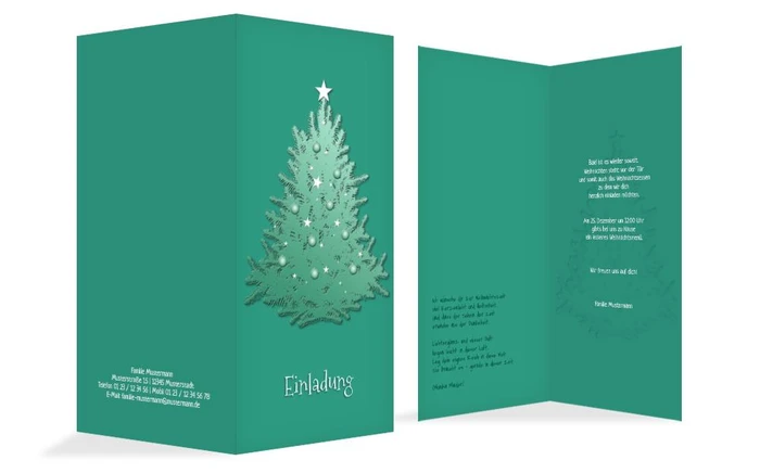 Weihnachtseinladung Privat geschmückter Baum