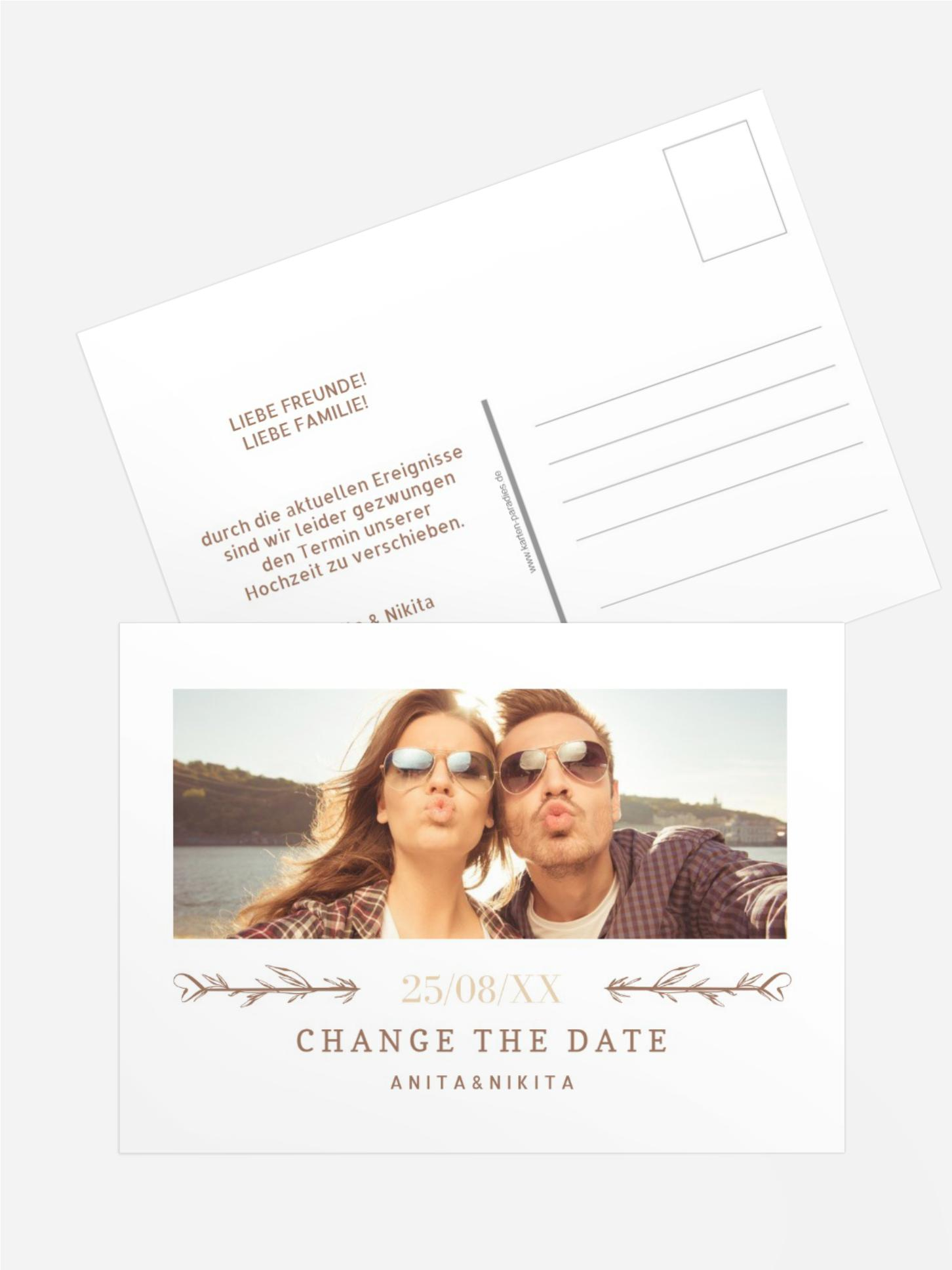 Change The Date Karte Hochzeitskarten Gemeinsame Bildreihe