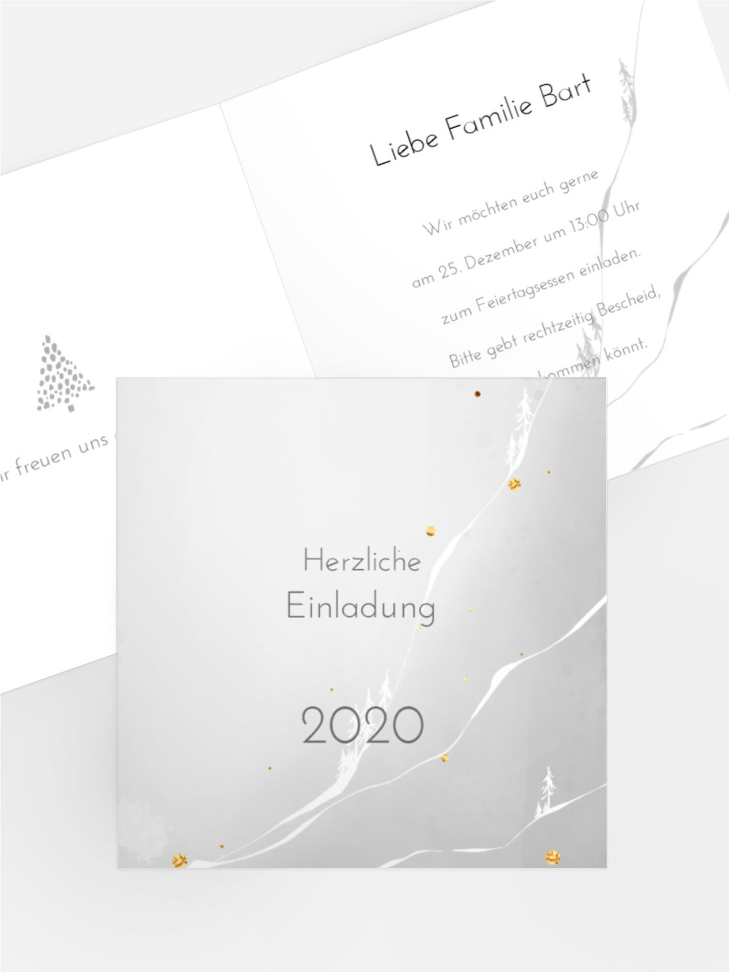 Weihnachtseinladung Goldene Lichter