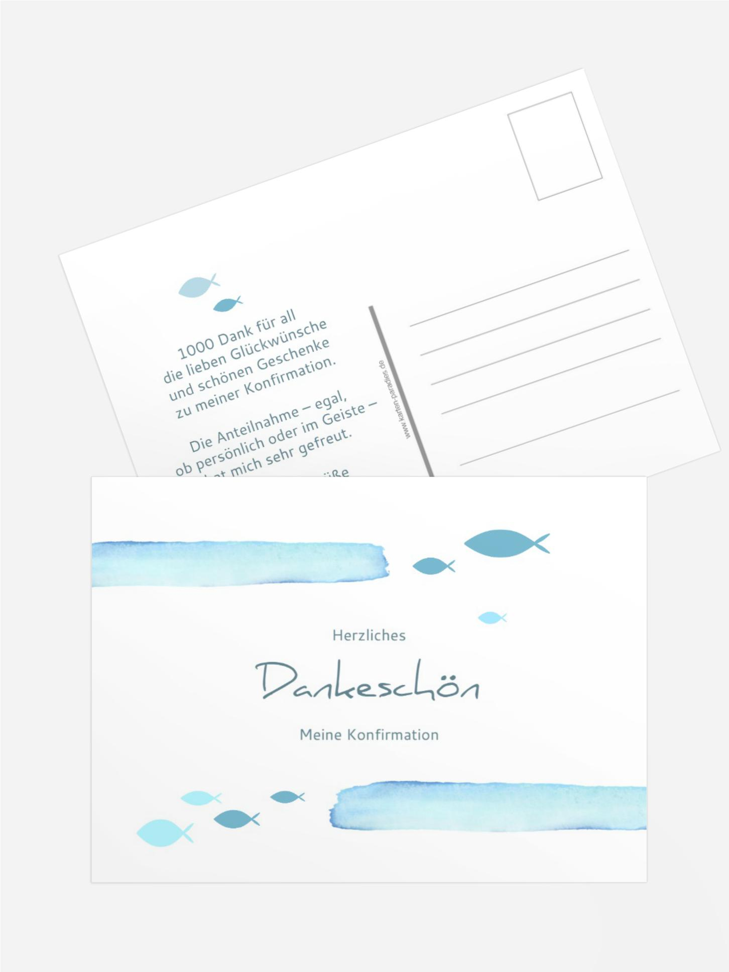 Dankeskarte Konfirmation  Blaufisch