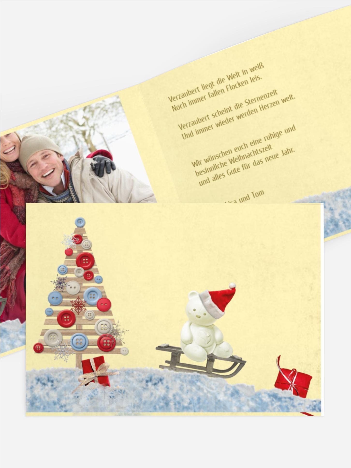 Weihnachtsgrußkarte Privat Schlittenfahrt