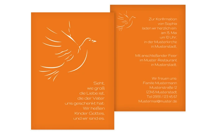 Einladungskarte Konfirmation Pigeon