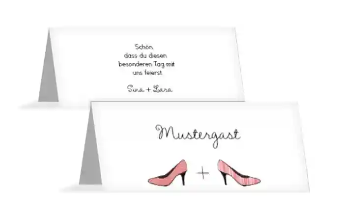 Tischkarte zur Hochzeit High Heels