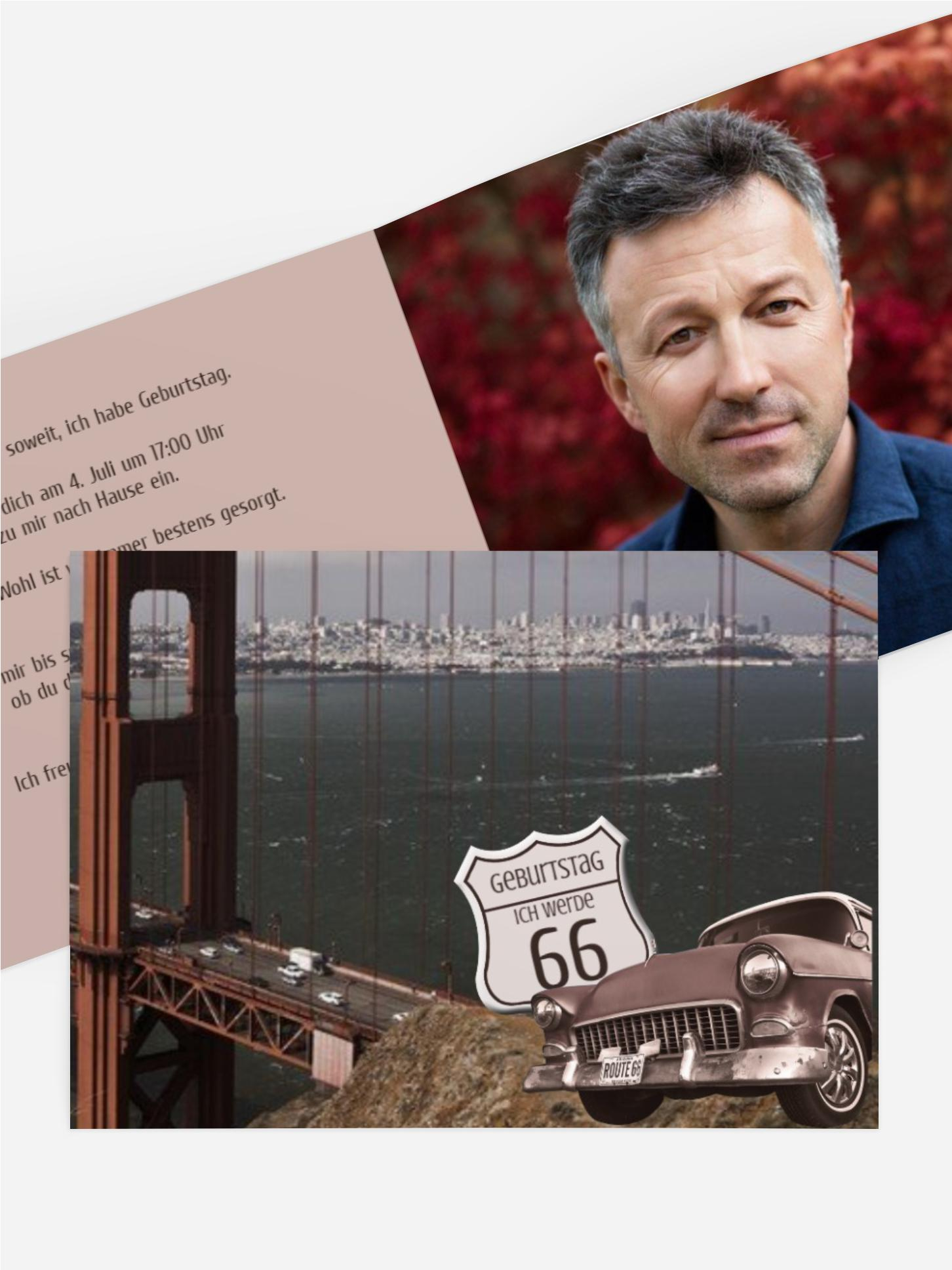 Einladungskarte zum Geburtstag old bridge Foto