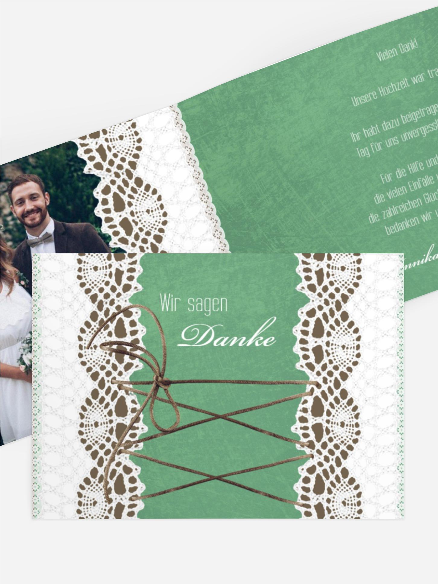 Dankeskarte zur Hochzeit Vintage Schleife