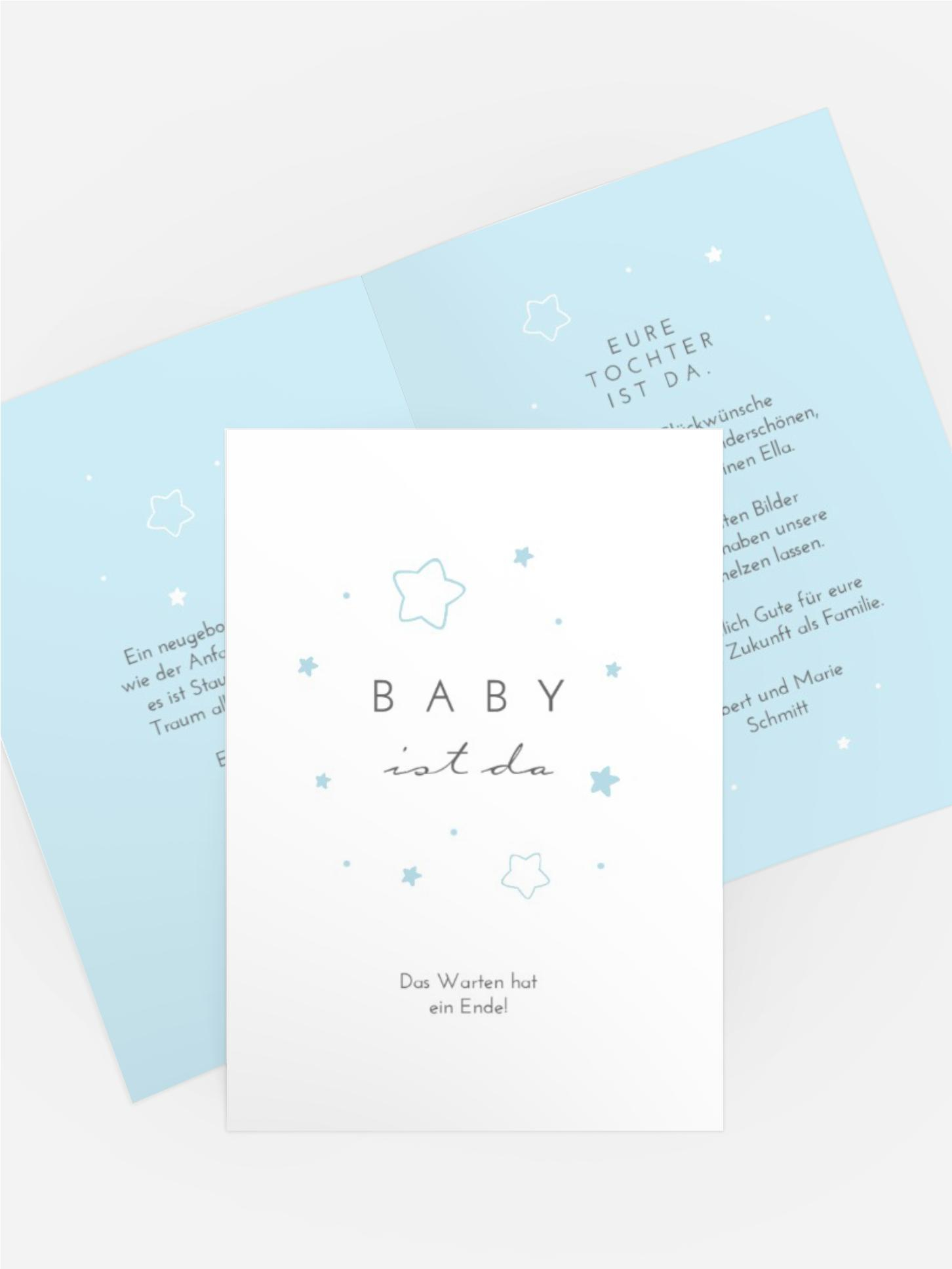 Glückwunschkarte zur Geburt Sternchenhimmel