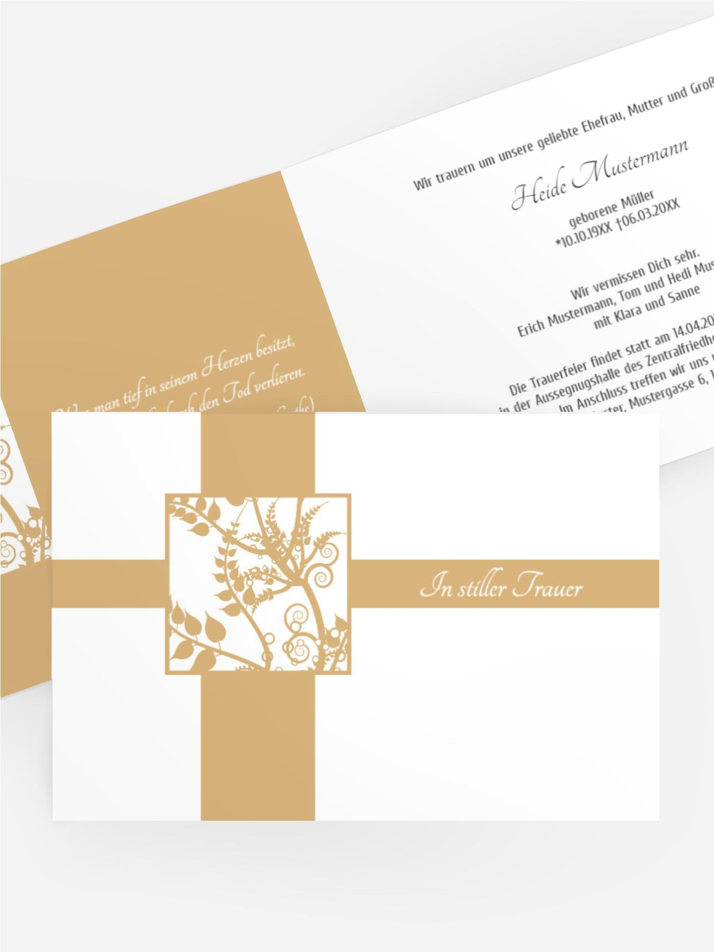 Trauerkarte Florales Quadrat quer