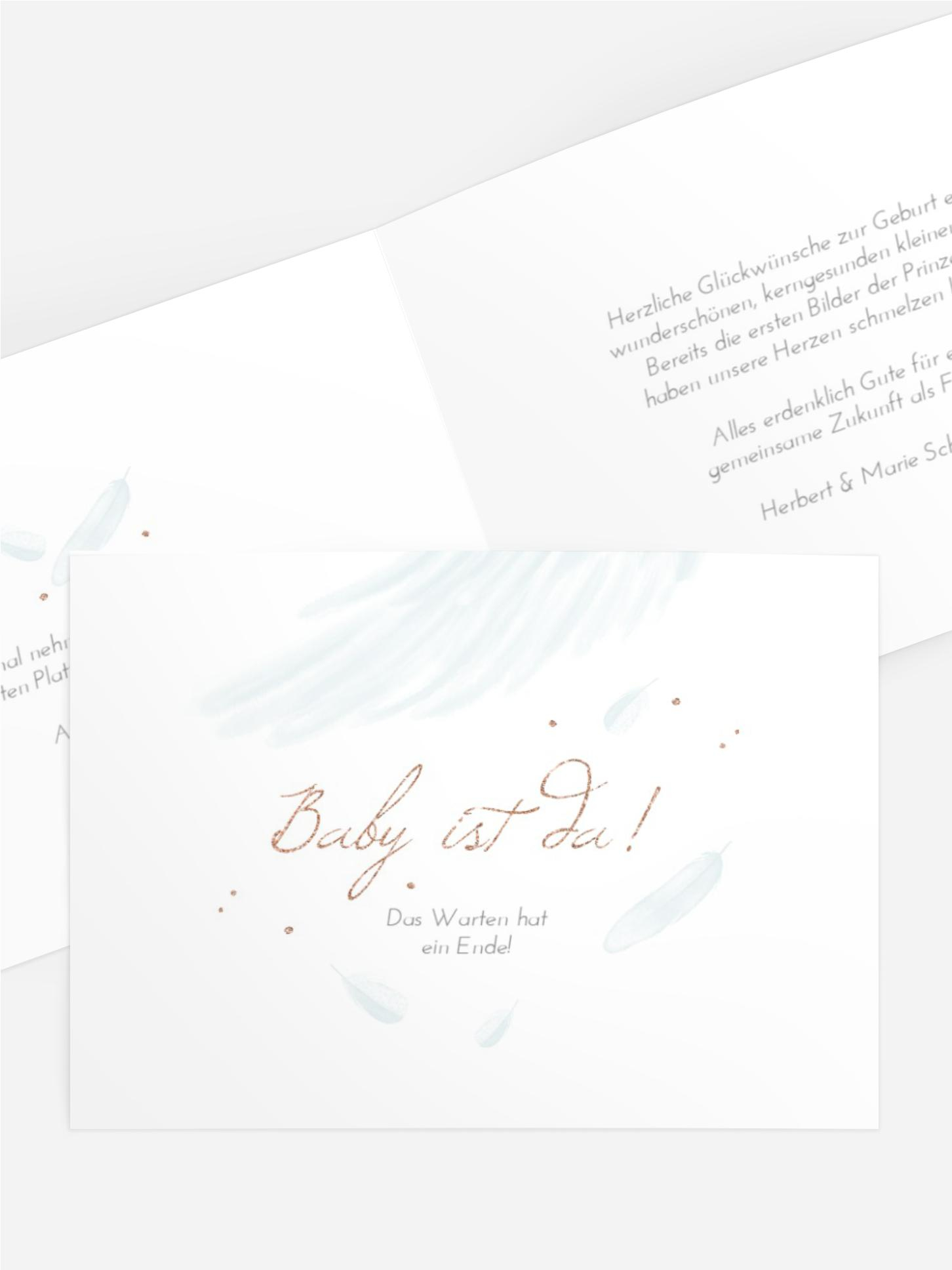 Glückwunschkarte zur Geburt Federhauch