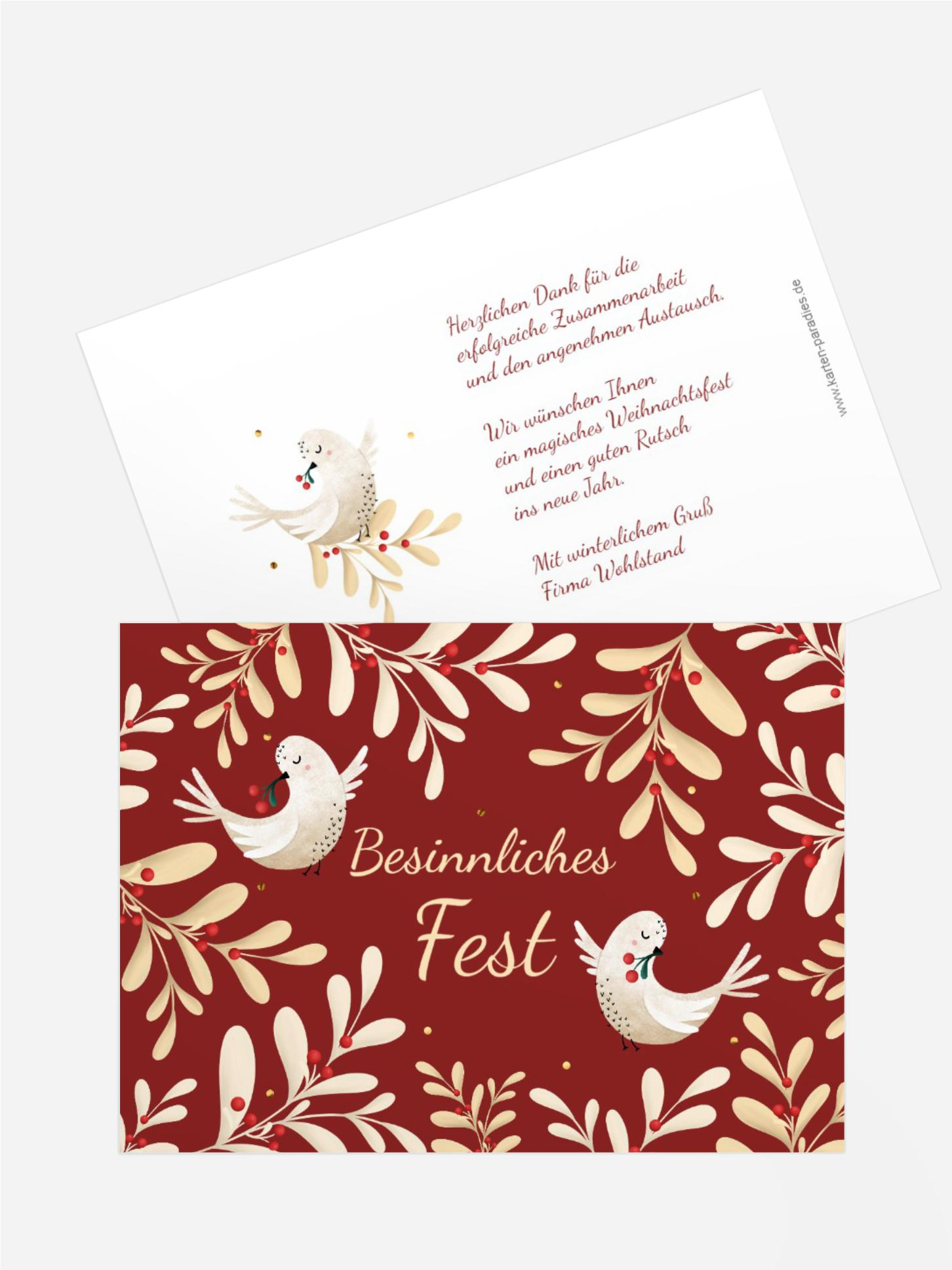 Weihnachtsgrußkarte Weihnachtstäubchen