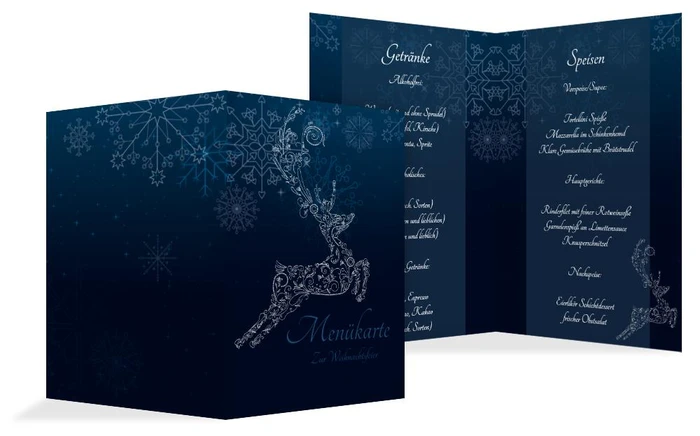 Weihnachtsmenükarte Schnörkelhirsch