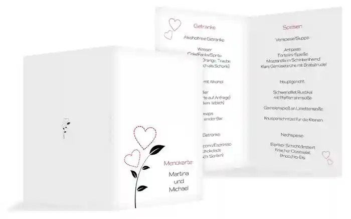 Menükarte Herzblume