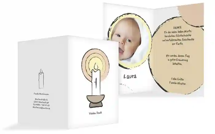 Dankeskarte Taufe Kerzenschein Dankeskarte Taufe Kerzenschein