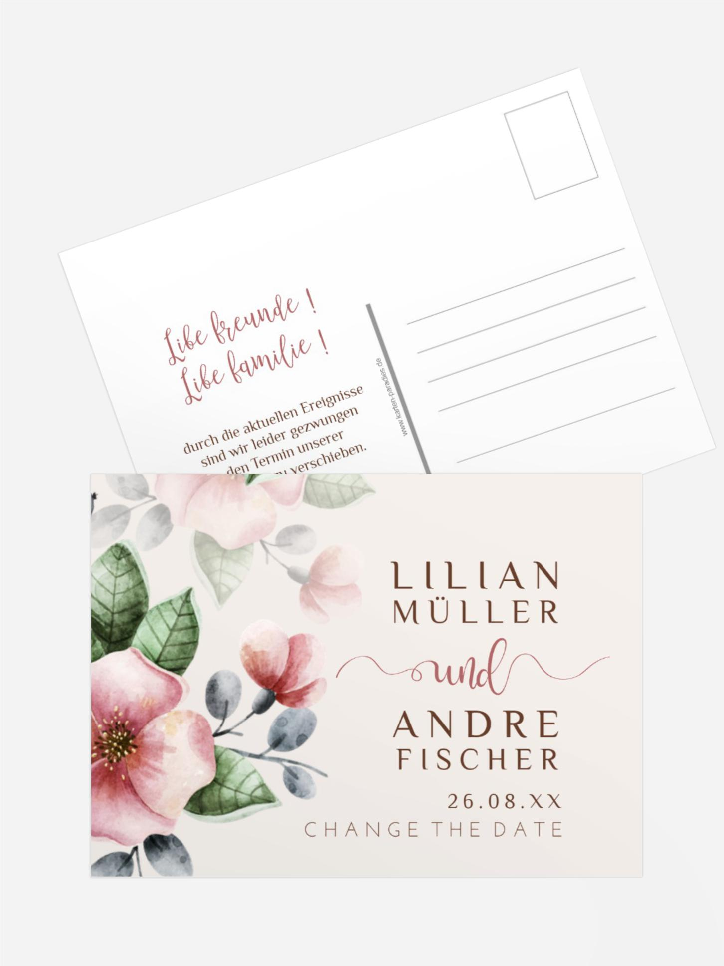 Change The Date Karte Bunt Geblümt