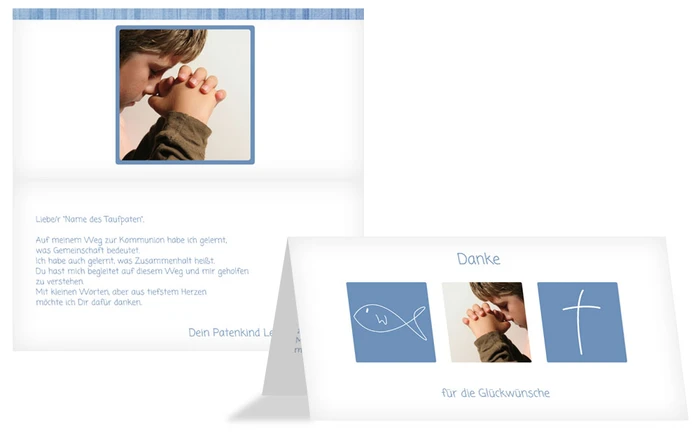 Dankeskarte Kommunion_White