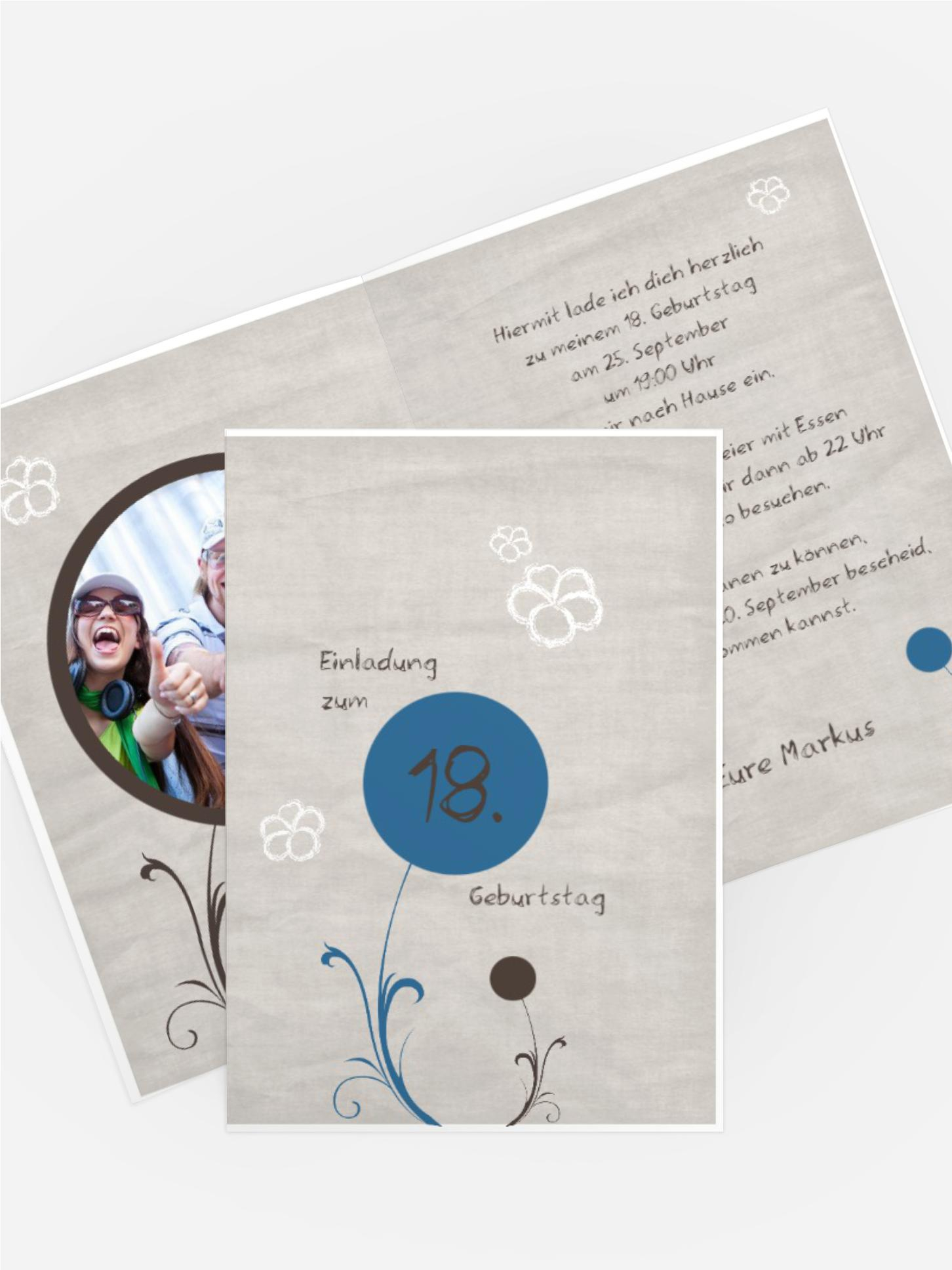 Geburtstagseinladungskarte Fantasyflower 18 Foto