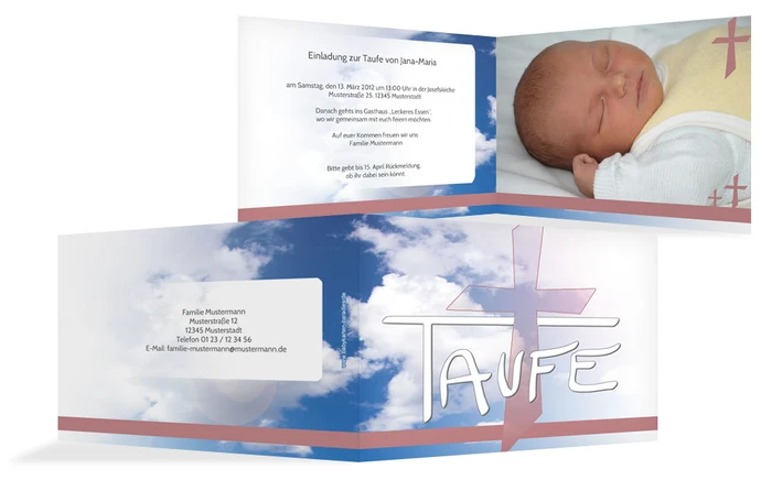 Einladungskarte Taufe Himmelskreuz