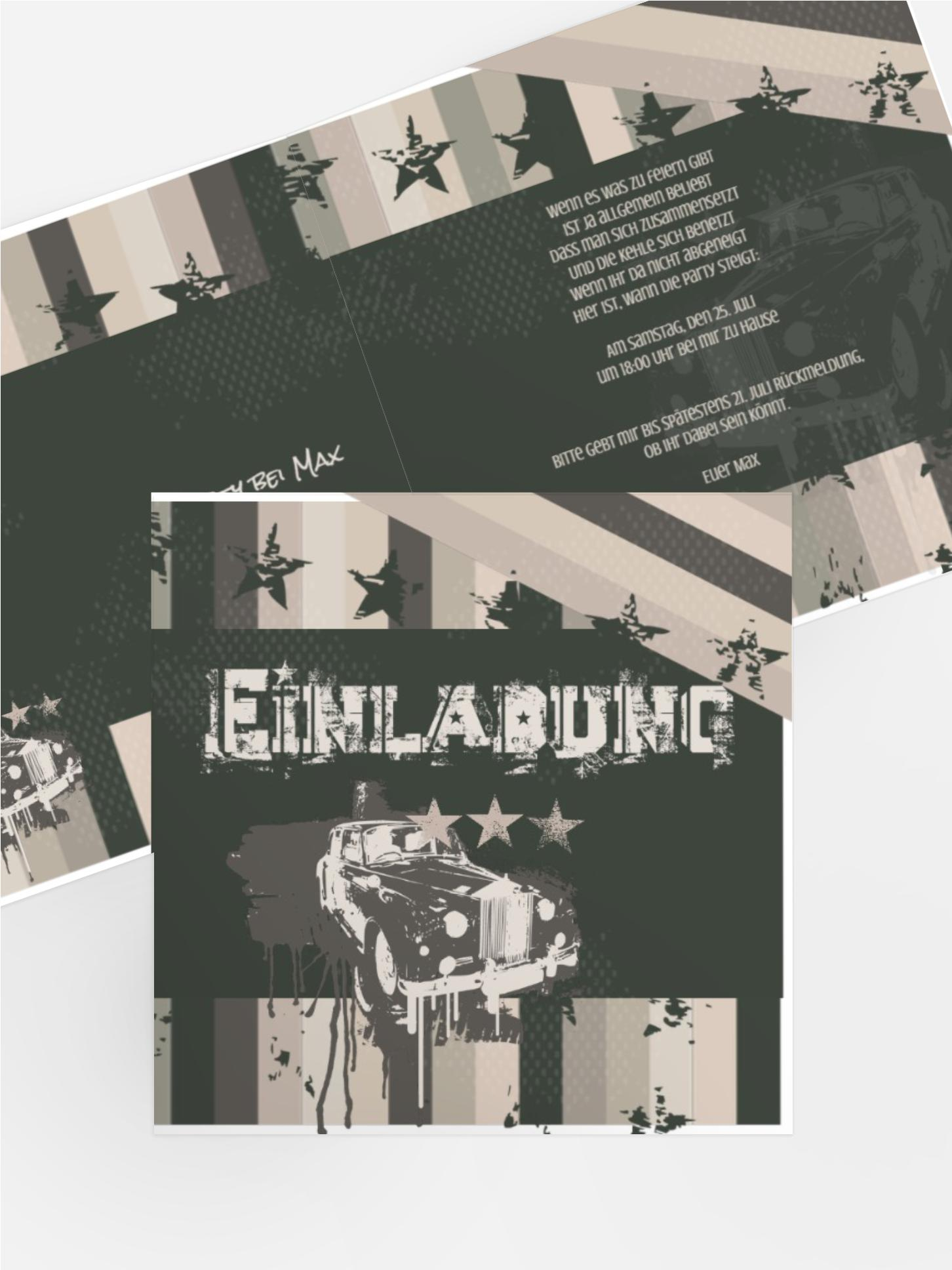 Einladungskarte Jugendliche American Style