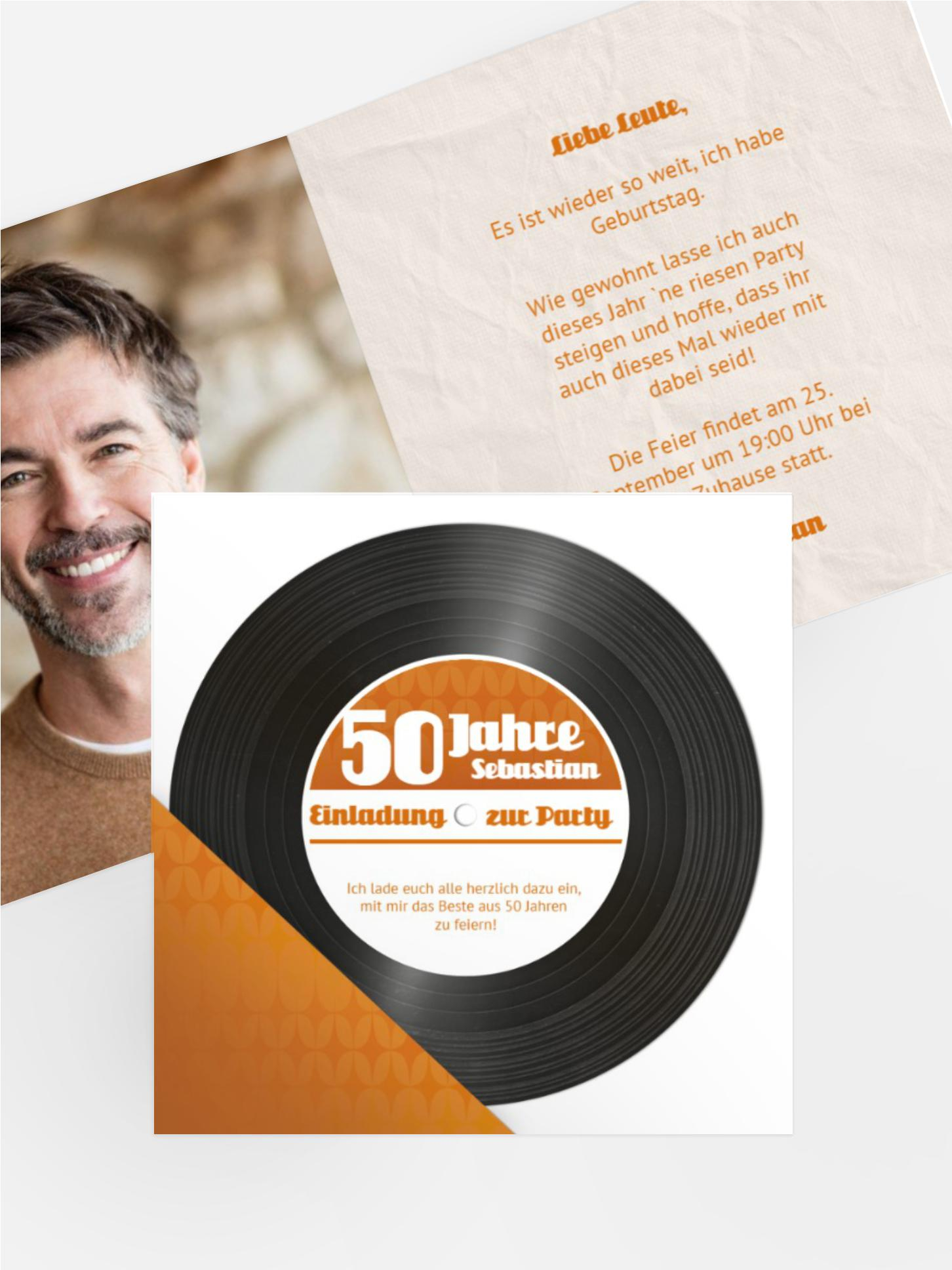 Geburtstagseinladung Schallplatte 50