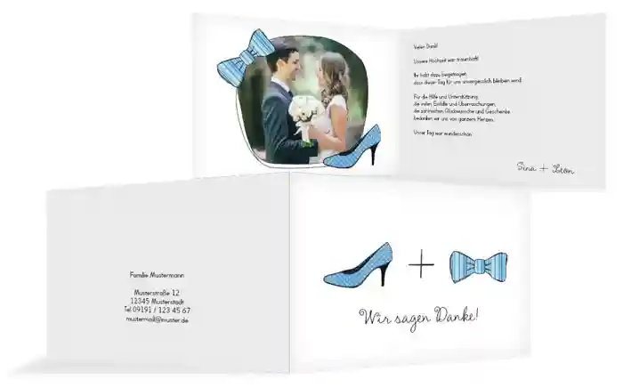 Hochzeit Danksagung High Heel und Fliege