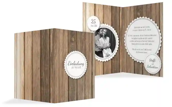 Hochzeitseinladung Vintage Holz Hochzeitseinladung Vintage Holz