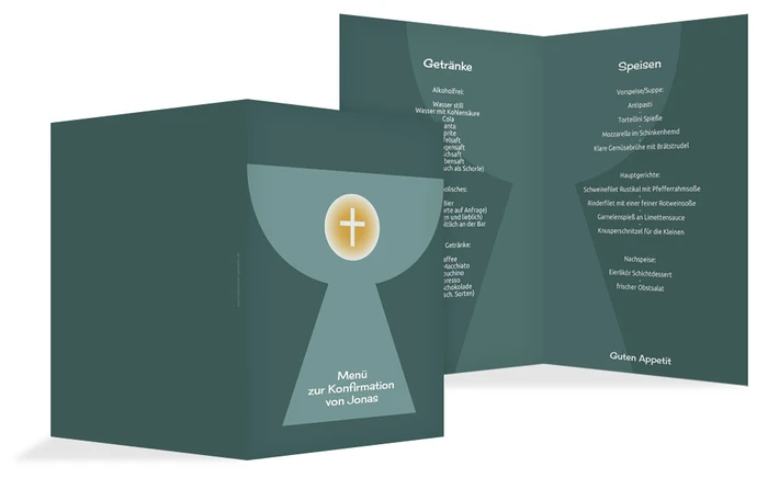 Konfirmation Menükarte Kelch mit Hostie Konfirmation Menükarte Kelch mit Hostie