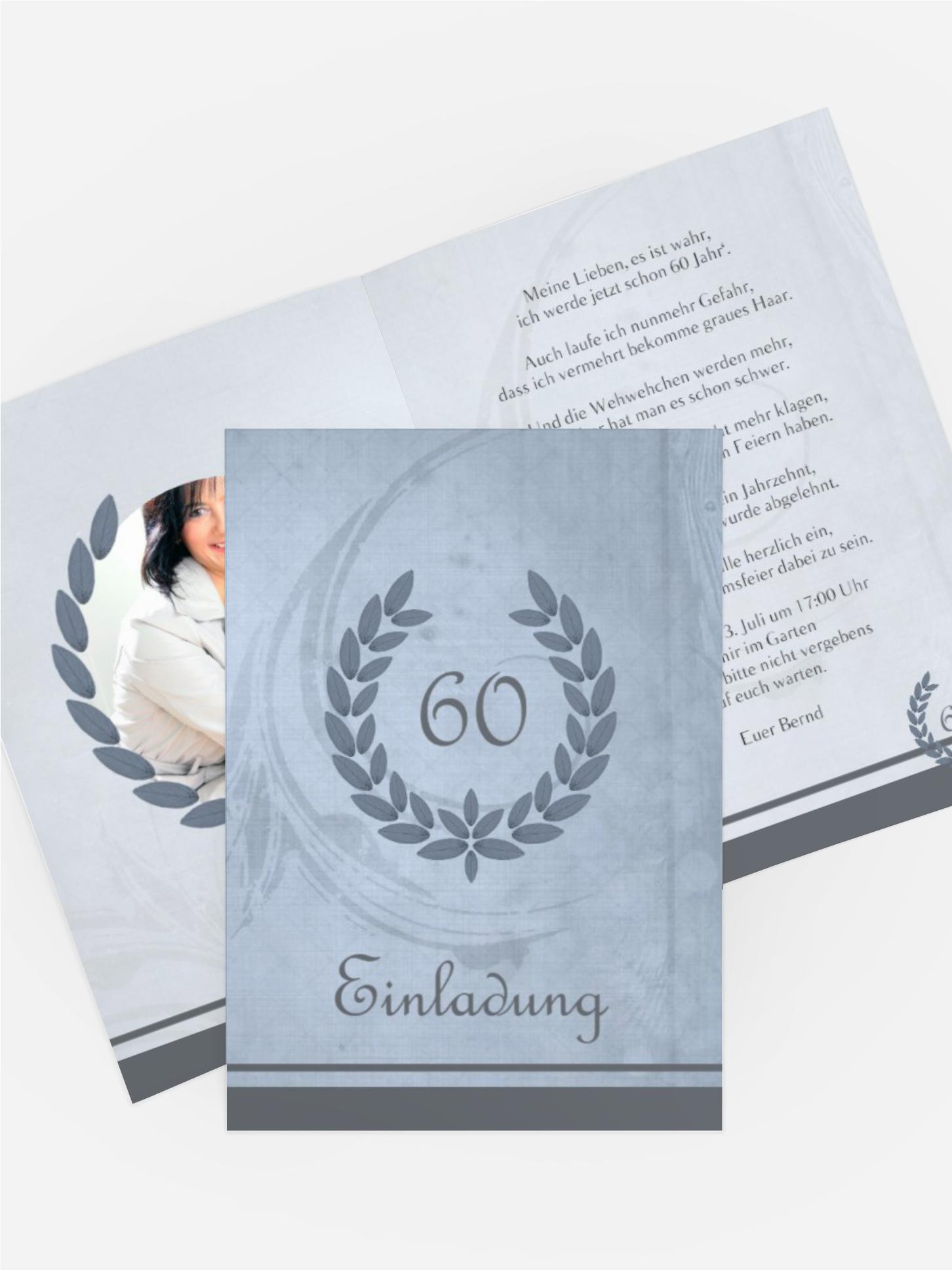 Einladungskarte Geburtstag Lorbeerkranz 60 Foto