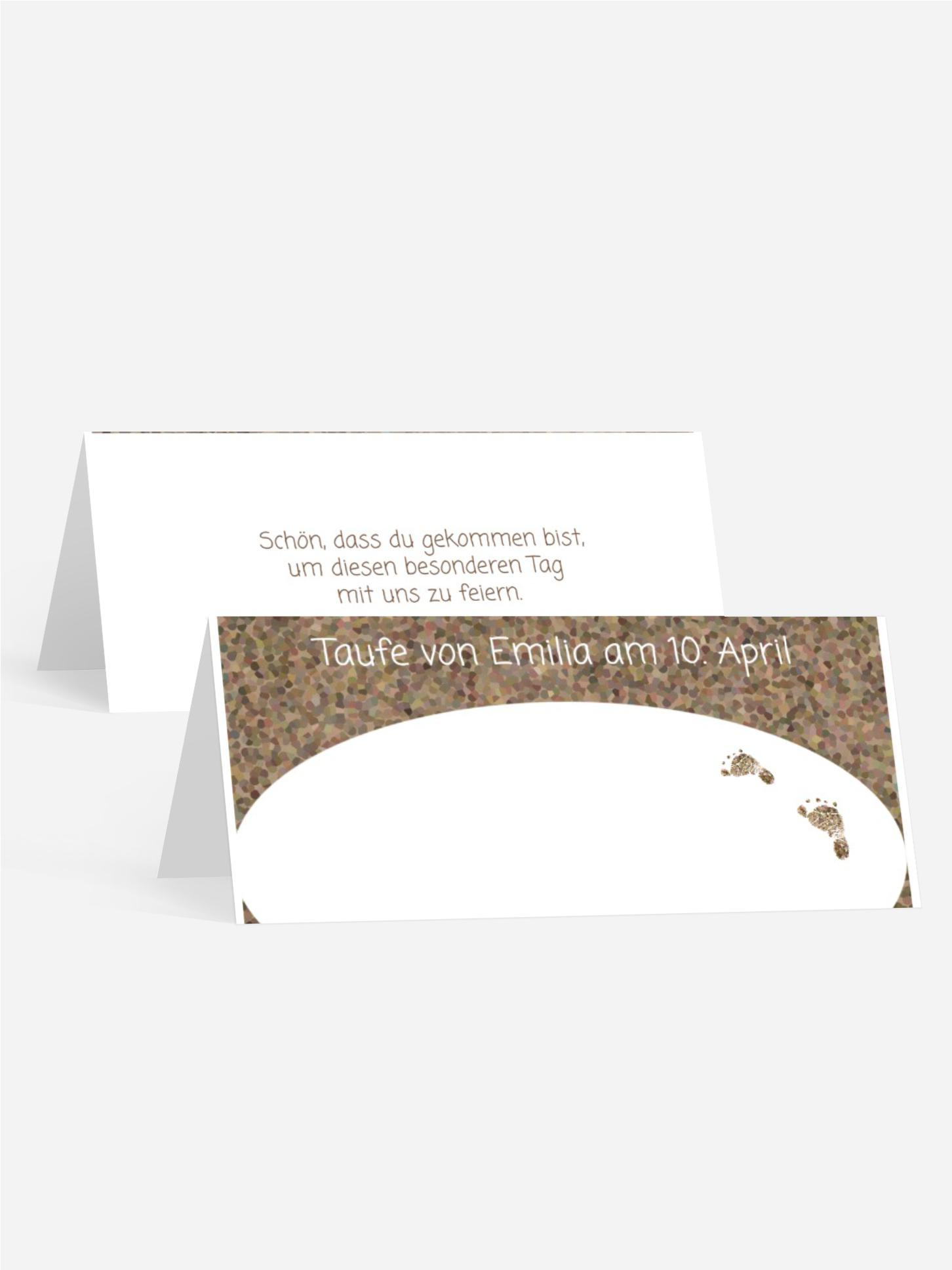 Taufe Tischkarte Erste Schritte