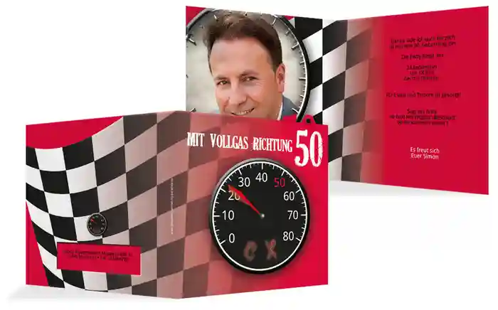 Einladungskarte Geburtstag Vollgas 50 Einladungskarte Geburtstag Vollgas 50