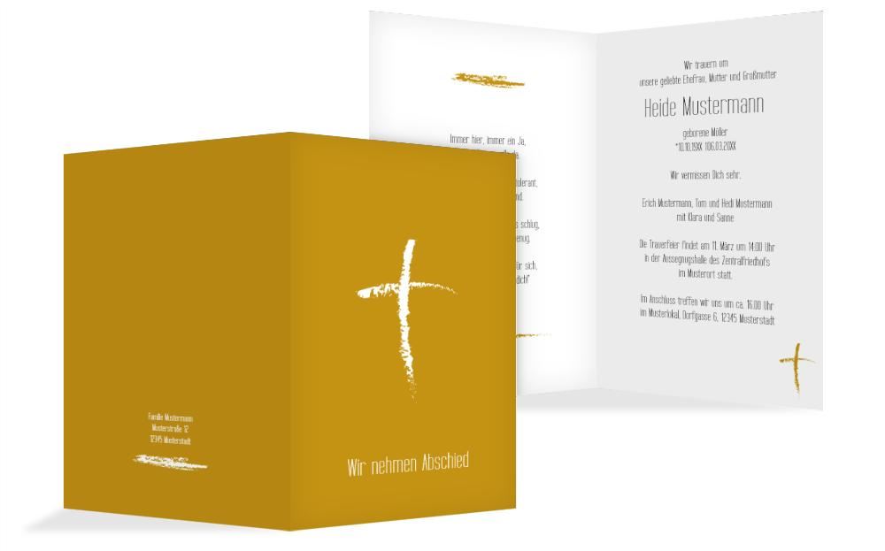 Trauerkarte Kreidekreuz hoch Trauerkarte Kreidekreuz hoch