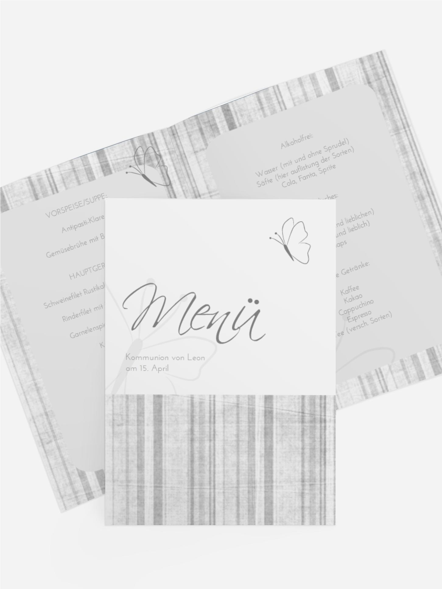 Menükarte Kommunion Butterfly 2