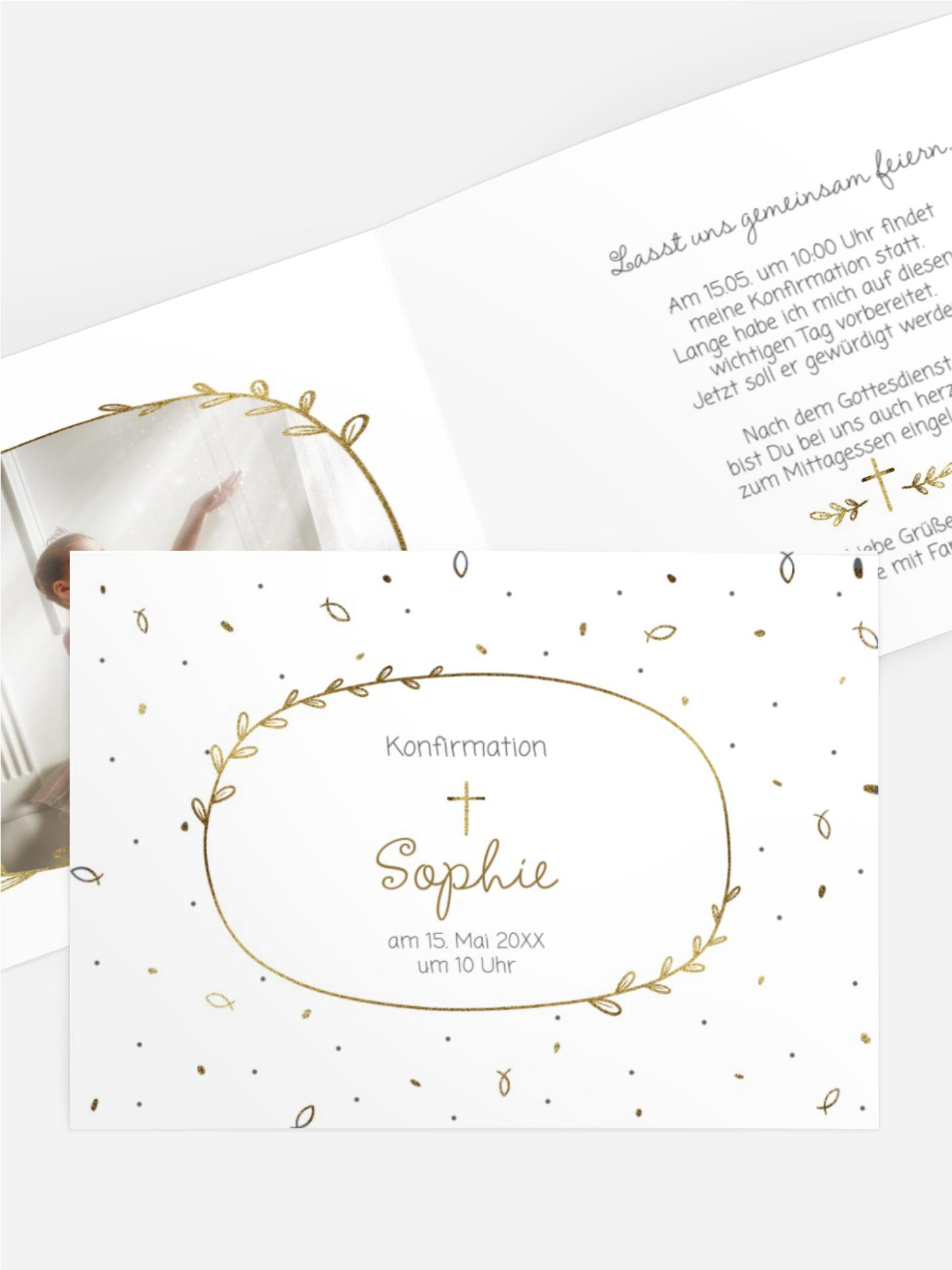 Einladungskarte Kommunion Leuchtendes Kreuz