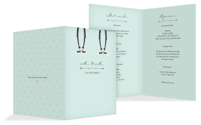 Menükarte zur Hochzeit Pärchen - Männer