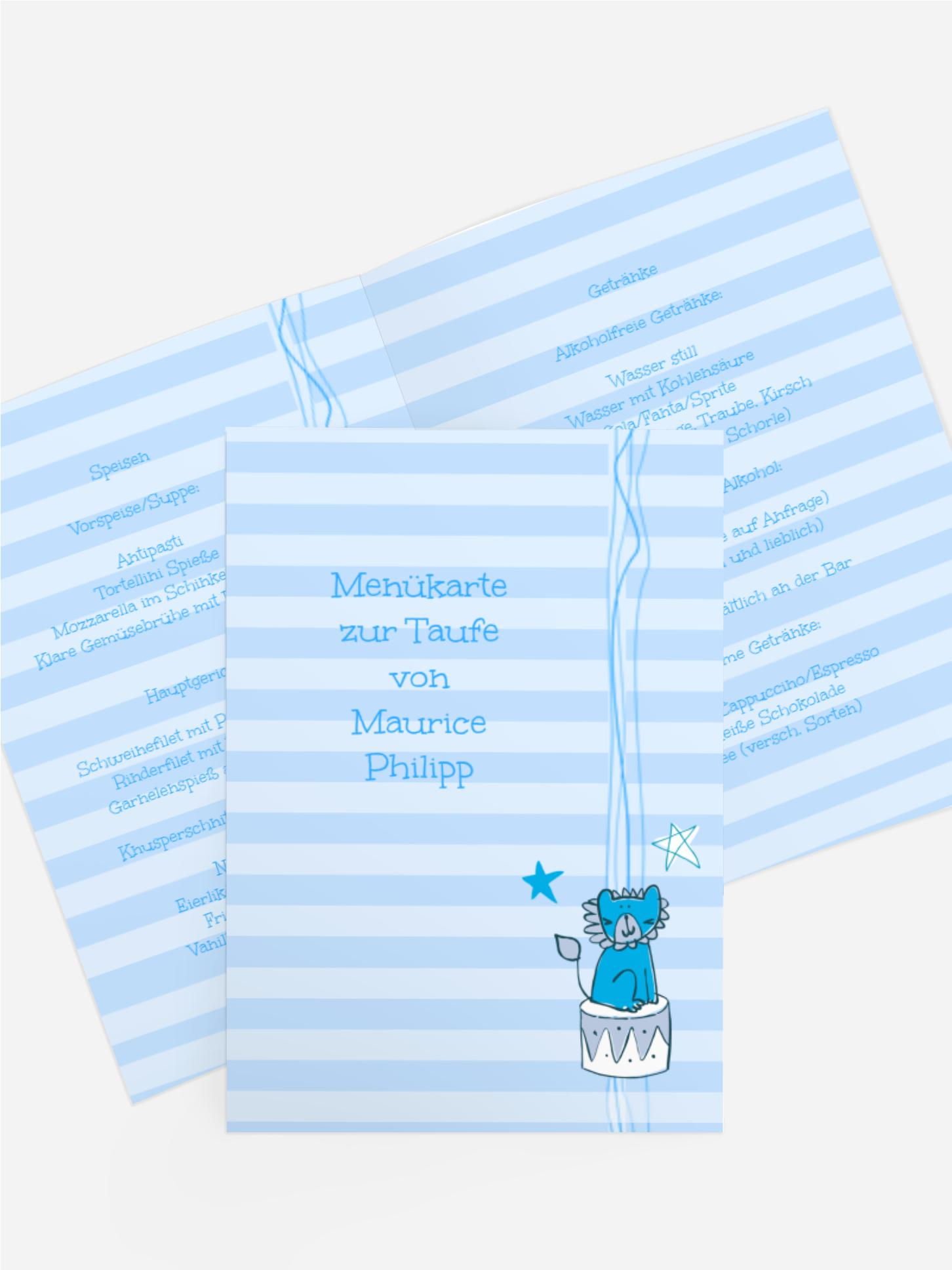 Menükarte Taufe Leo