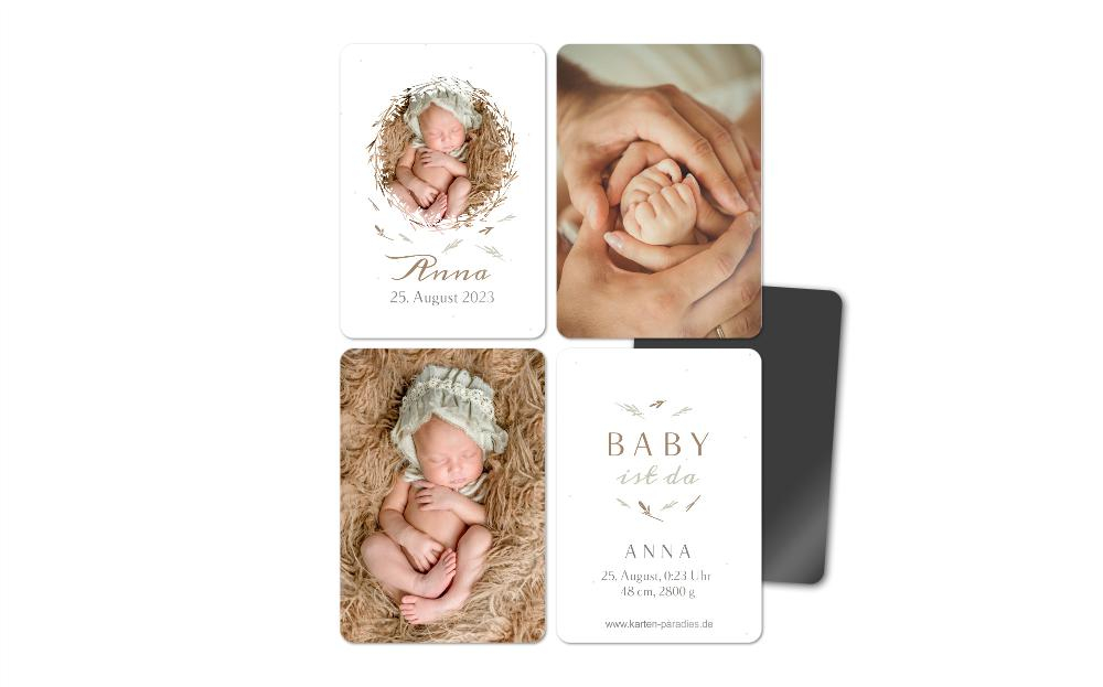 Fotomagnete zur Geburt Geborgenes Nest