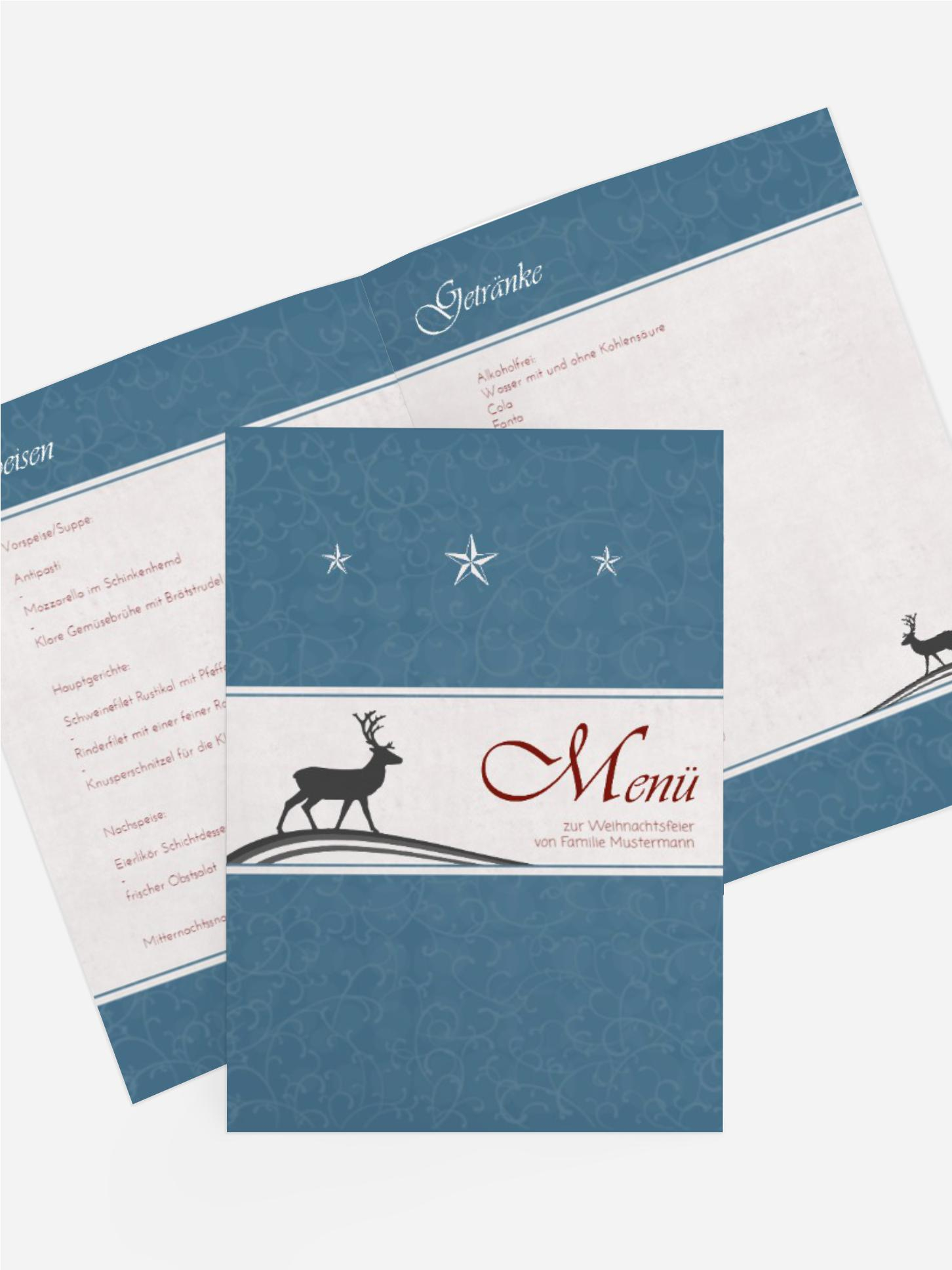 Weihnachtsmenükarte classic Elch