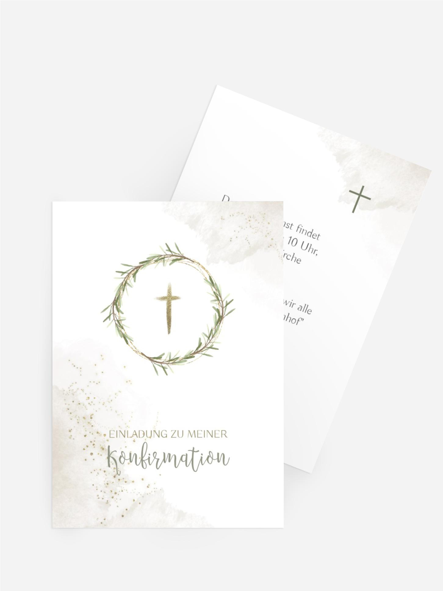 Einladungskarte Konfirmation Kräuterkranz Einladungskarte Konfirmation Kräuterkranz
