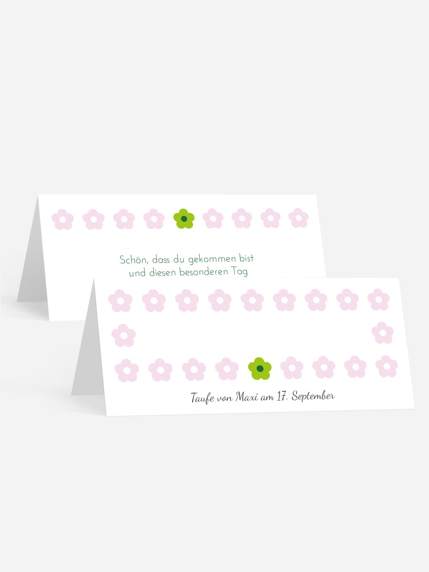 Taufe Tischkarte Blumentapete