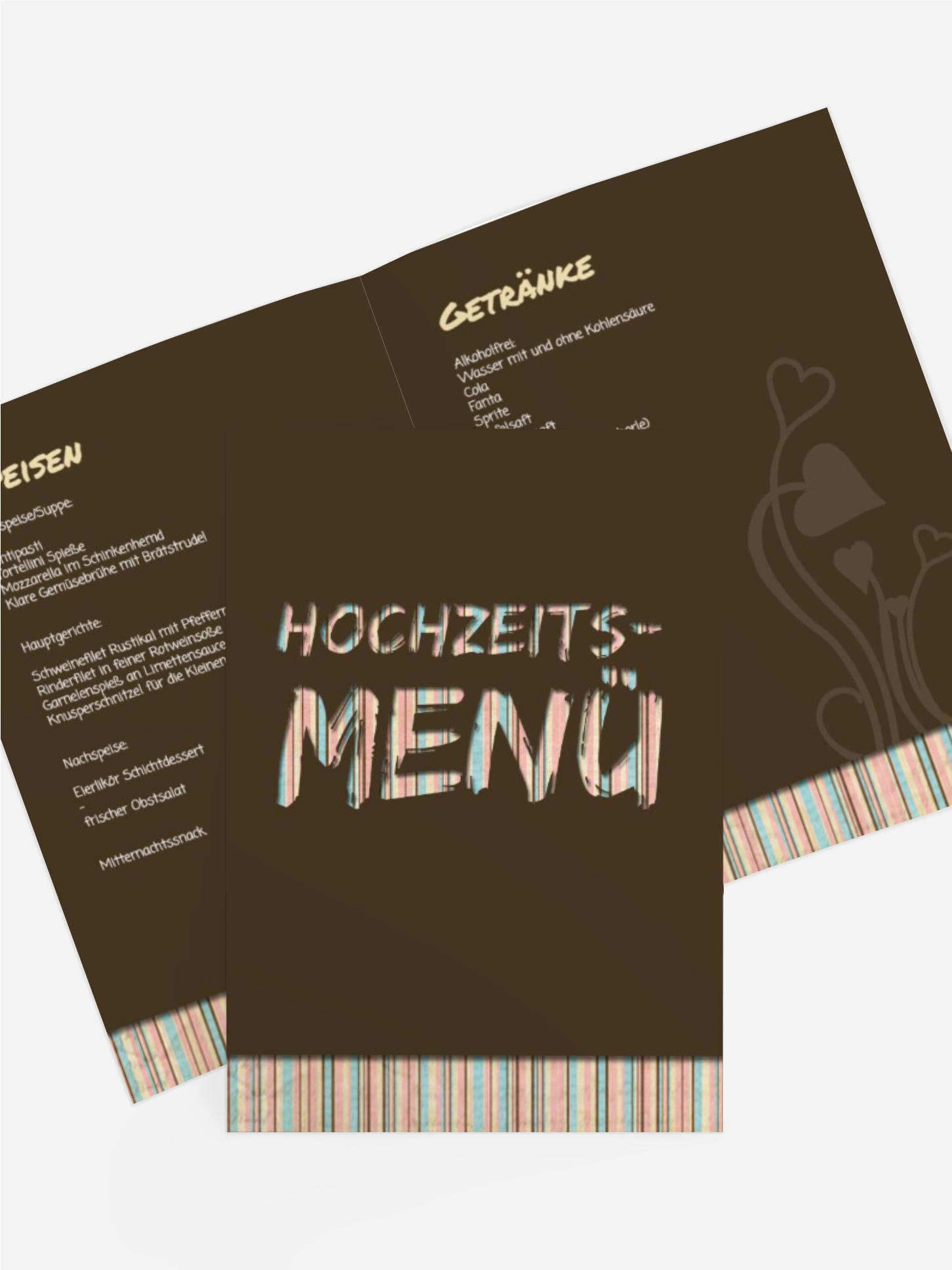 Hochzeitsmenükarte Wir heiraten