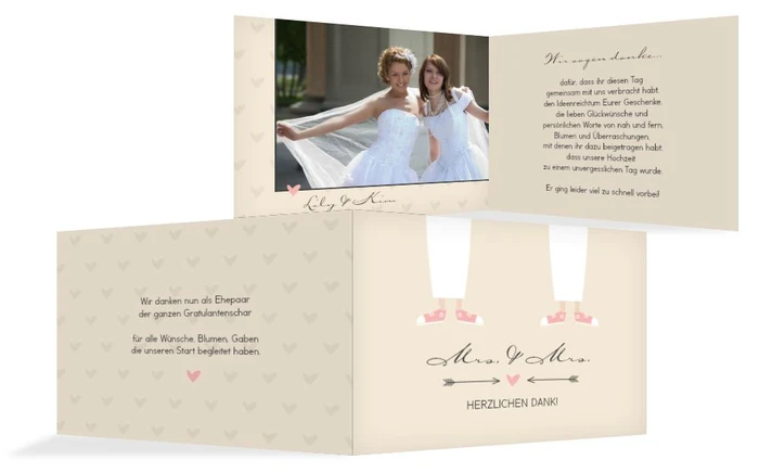 Danksagungskarte zur Hochzeit Pärchen - Frauen