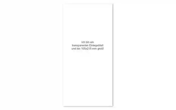 transparentes Einlegeblatt 105x215 mm transparentes Einlegeblatt 105x215 mm