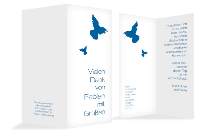 Konfirmation Dankeskarte Taube