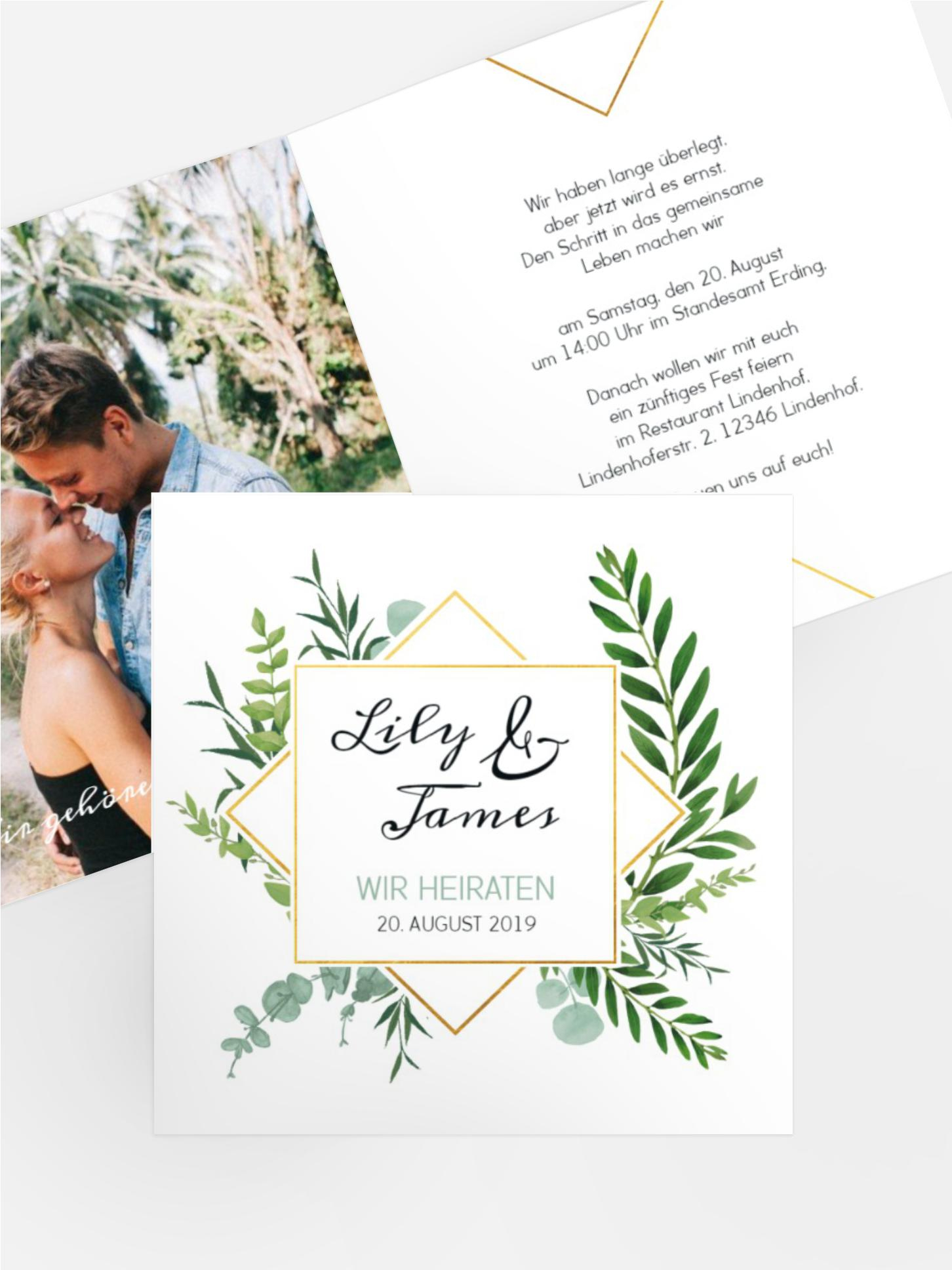 Hochzeitseinladung Farn