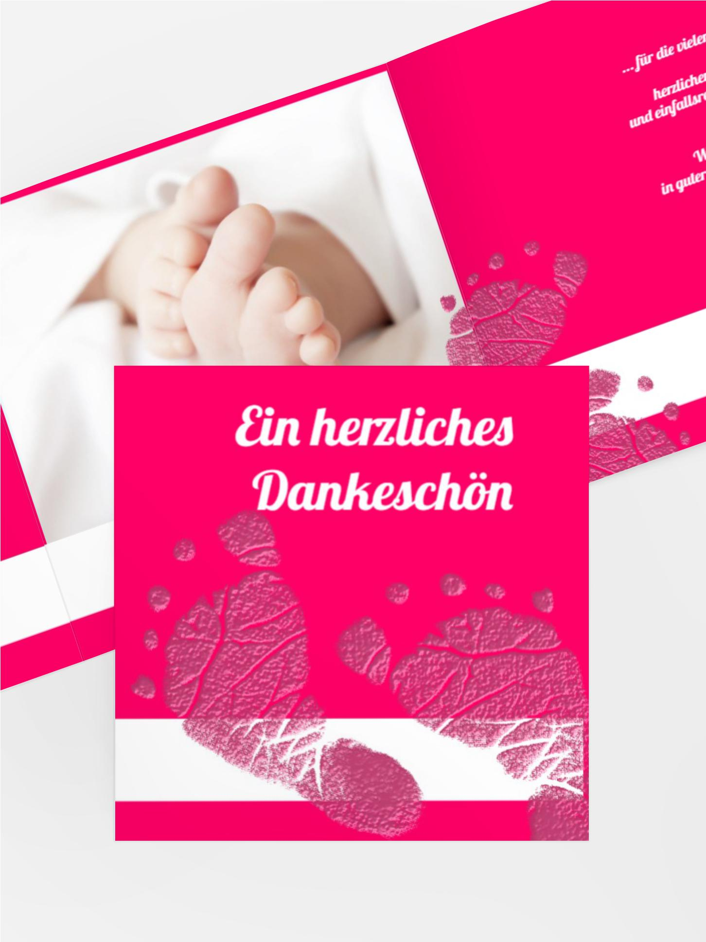 Dankeskarte Taufe Footprints